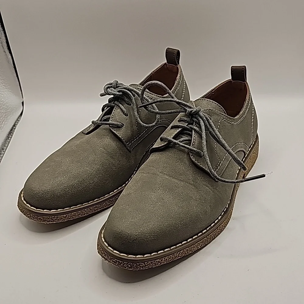 Deer Stags Zander Plain Toe Oxford Grey Faux Leather boys size 2